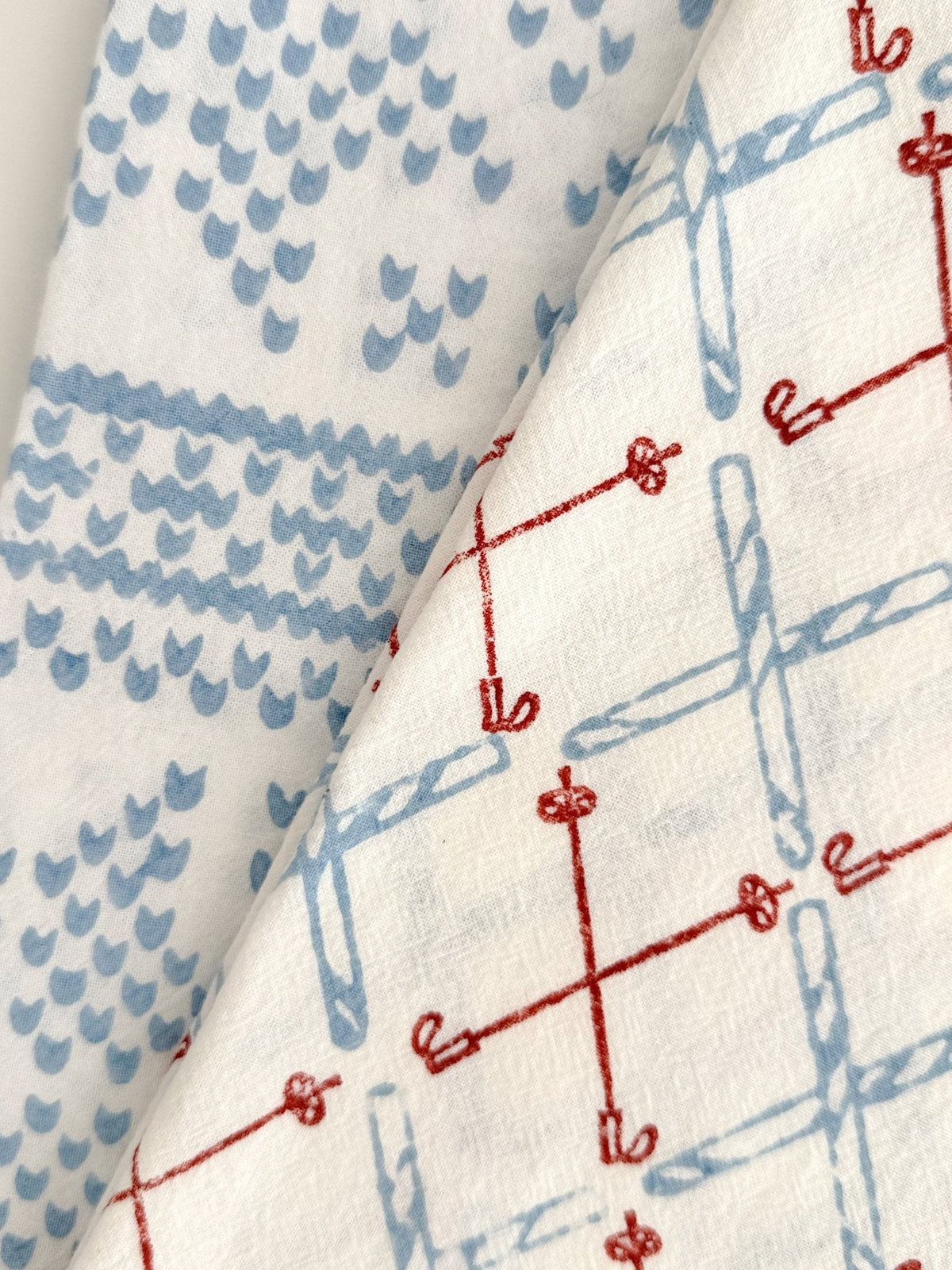 Tea Towel (Ivory) - Skis, Terracotta & Uniform Blue