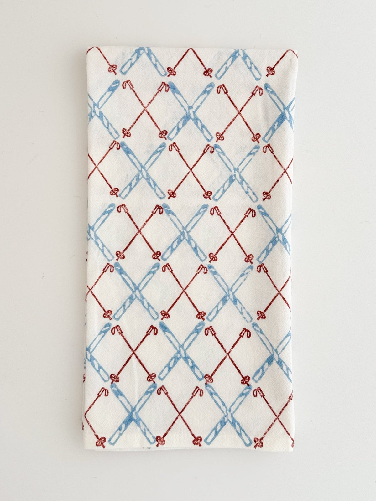 Tea Towel (Ivory) - Skis, Terracotta & Uniform Blue