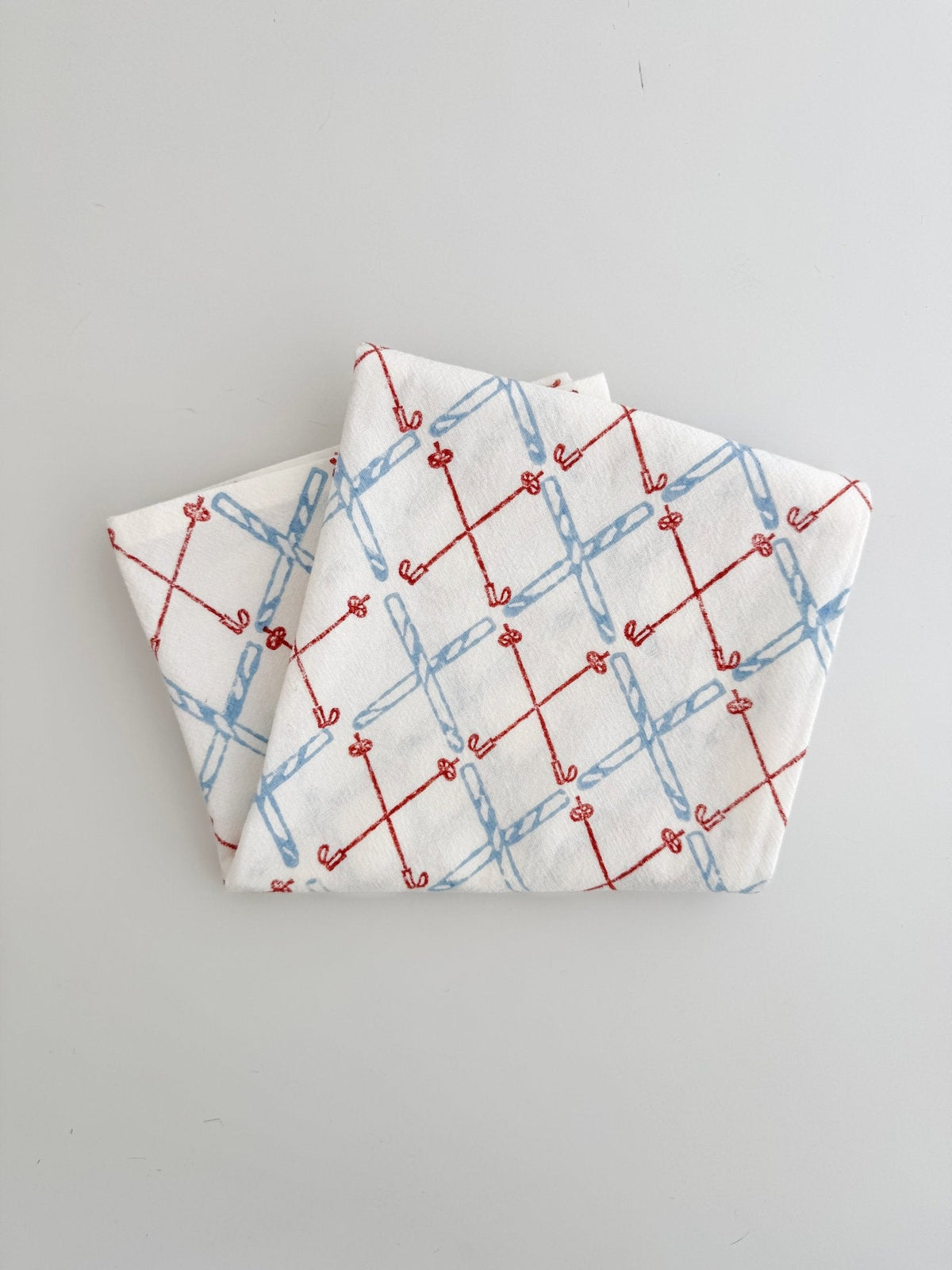 Tea Towel (Ivory) - Skis, Terracotta & Uniform Blue