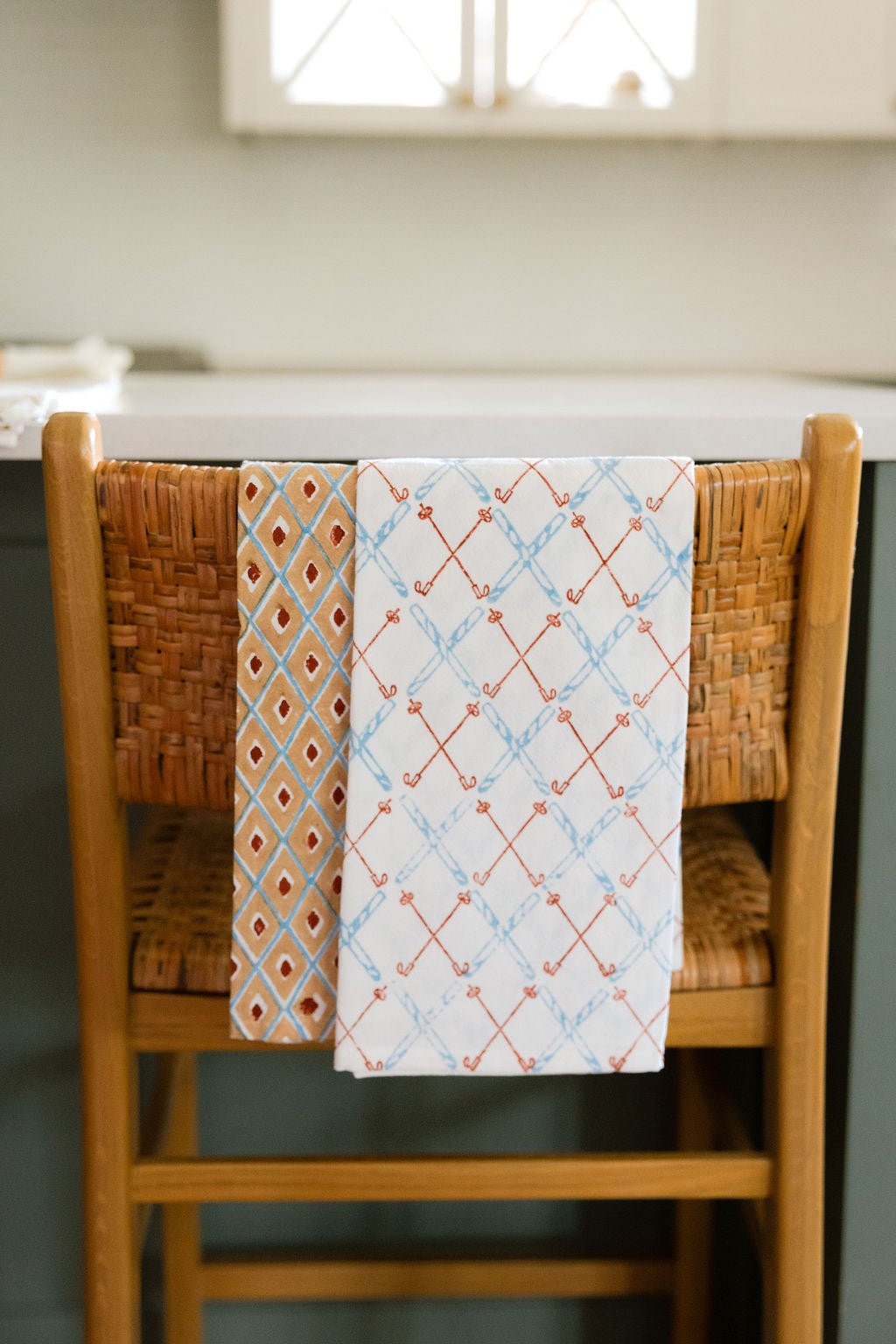 Tea Towel (Ivory) - Skis, Terracotta & Uniform Blue