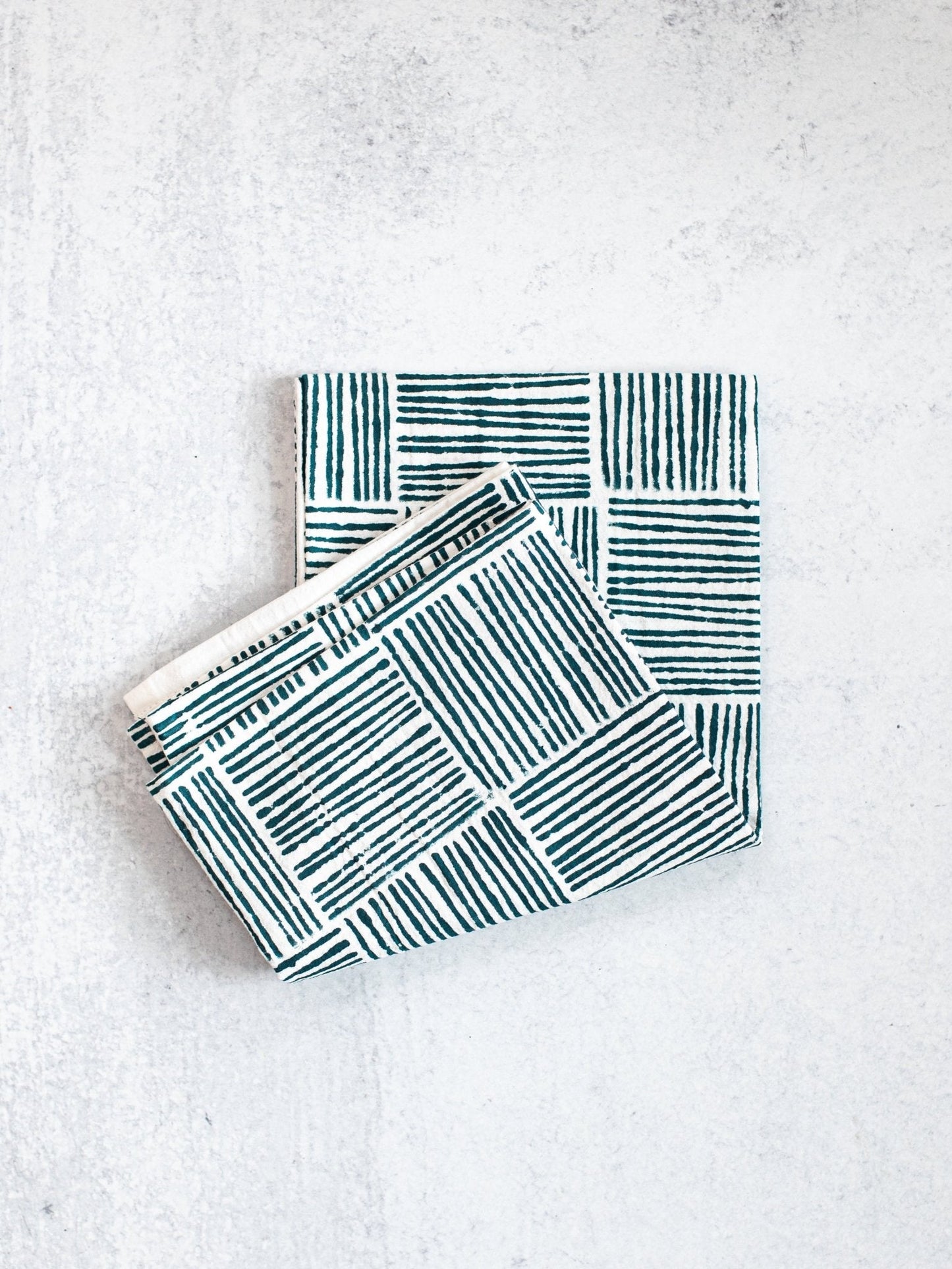 Tea Towel (Ivory) - Striped, Midnight