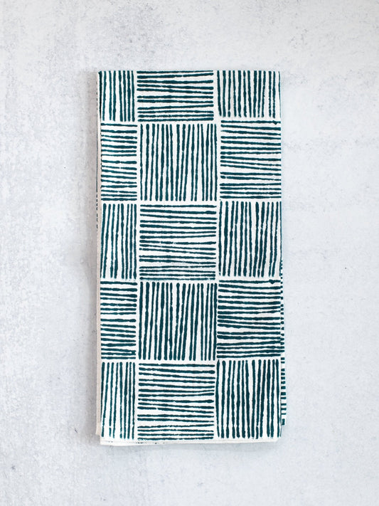 Tea Towel (Ivory) - Striped, Midnight