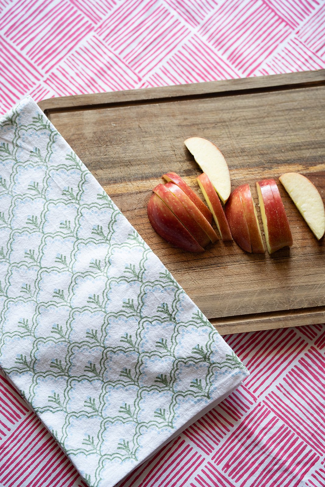 Tea Towel - Jaipur, Sage & Uniform Blue