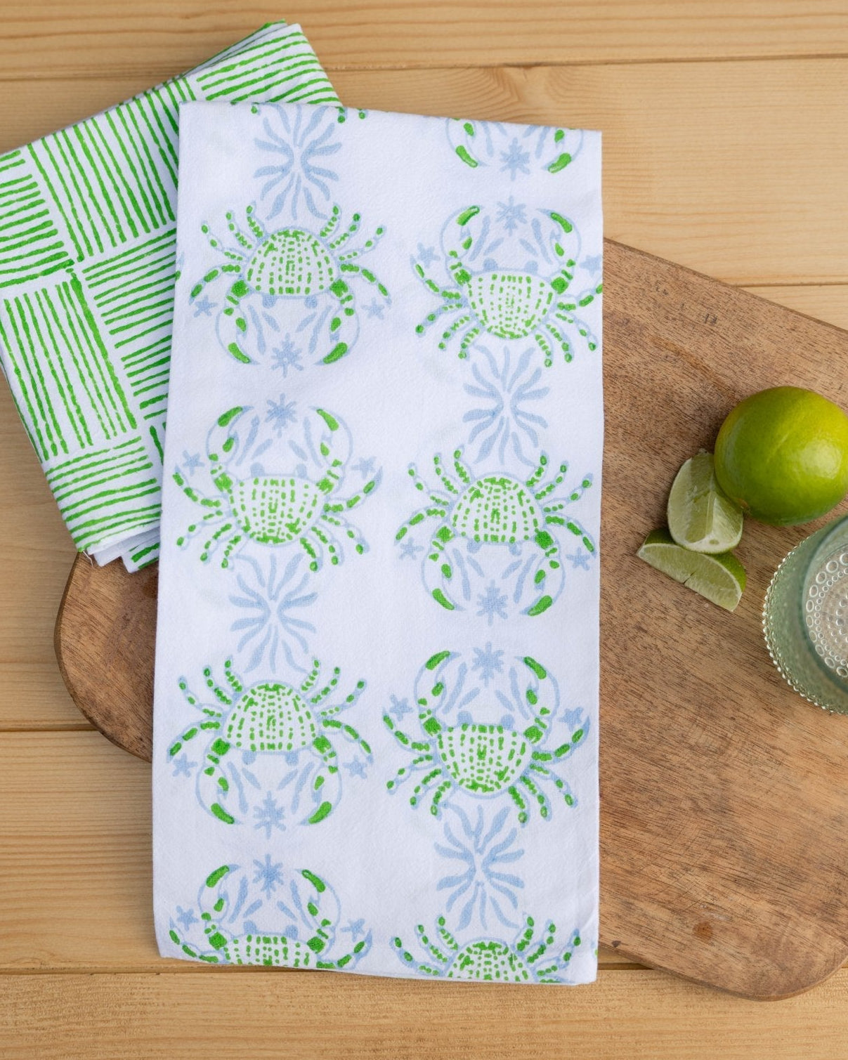 Tea Towel - King Crab, Uniform Blue & Vine