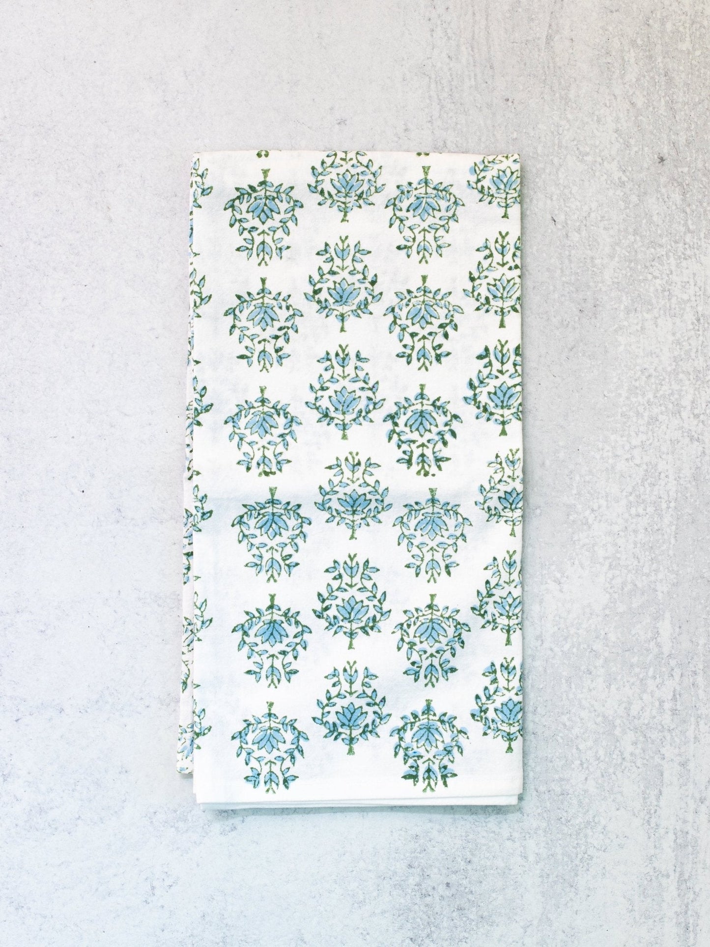 Tea Towel - Lotus, Sage & Uniform Blue