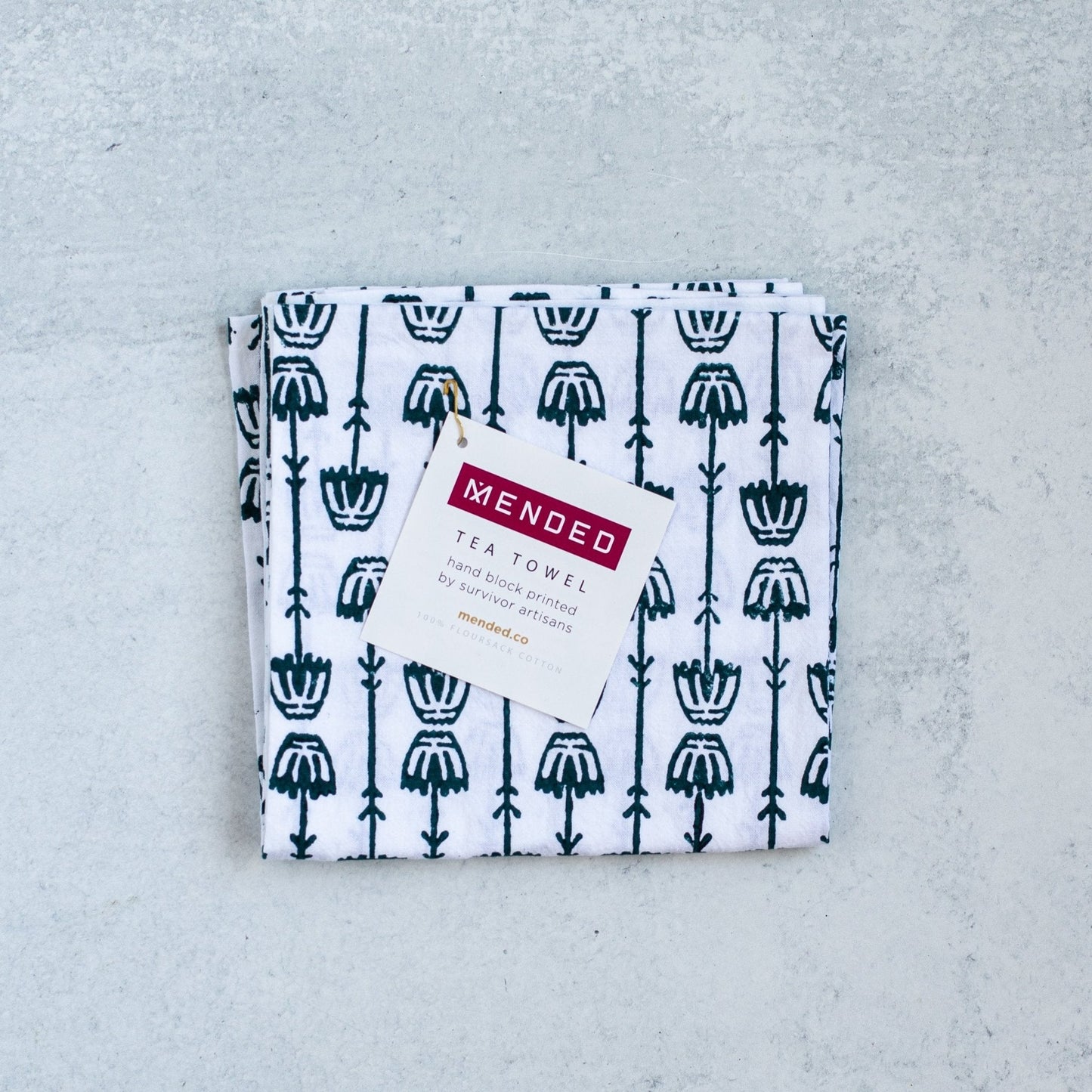 Tea Towel - Mosaic Flower, Midnight