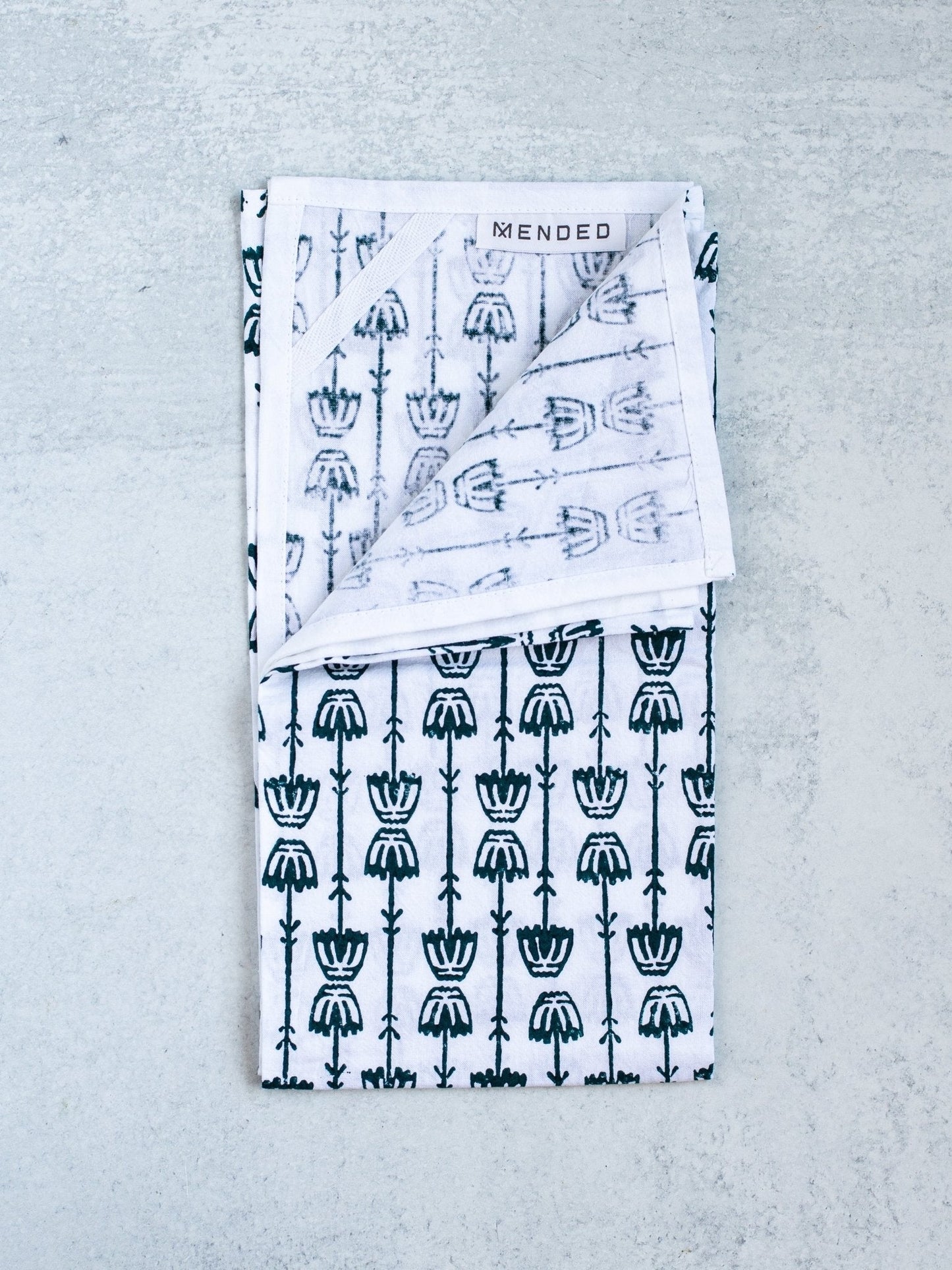 Tea Towel - Mosaic Flower, Midnight