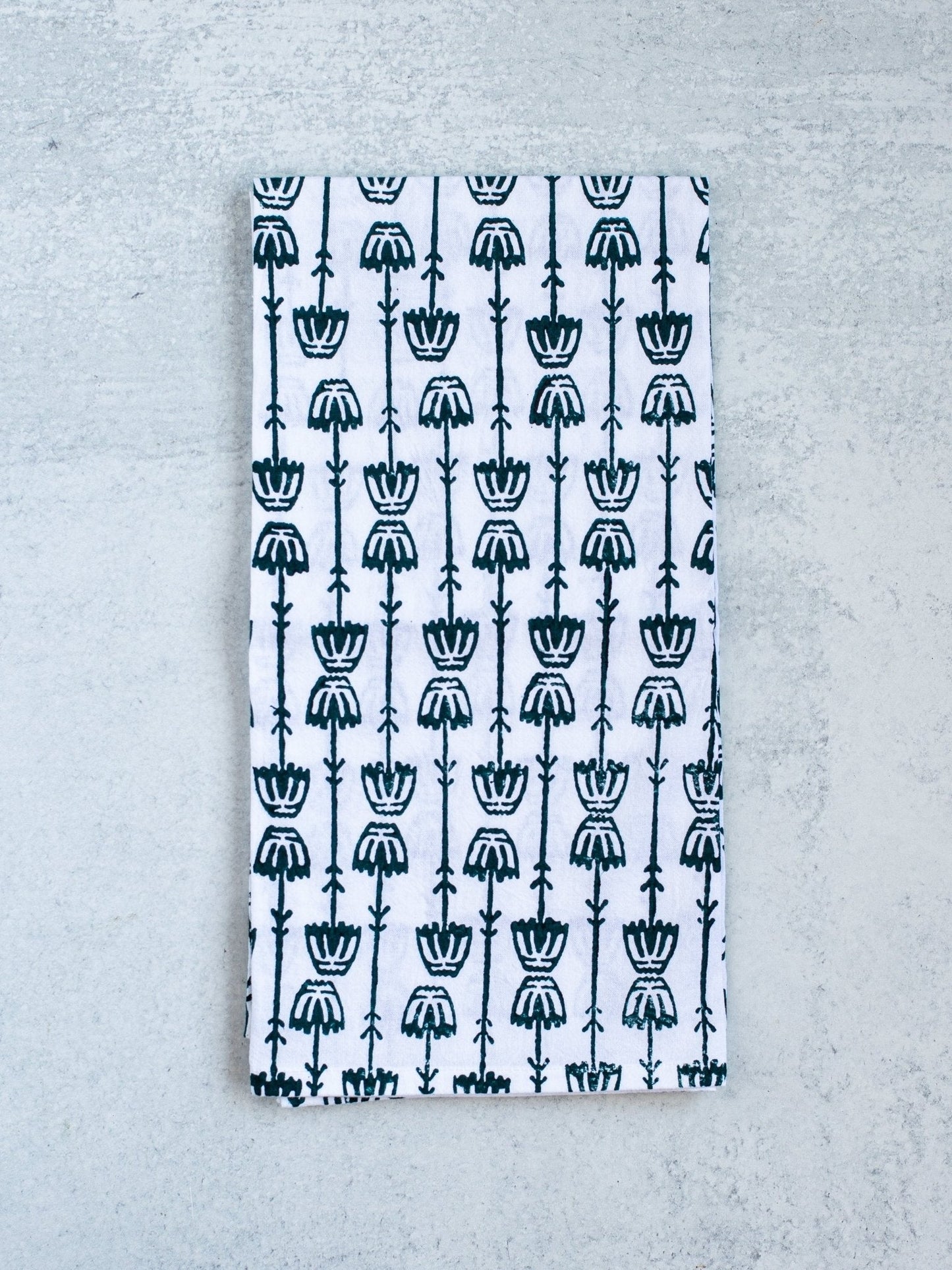 Tea Towel - Mosaic Flower, Midnight