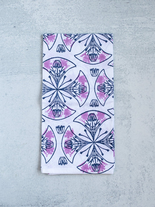 Tea Towel - Mosaic, Navy & Lilac