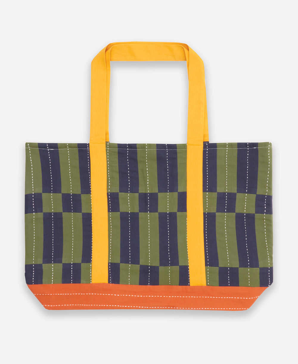 Tile Canvas Tote Bag - Navy