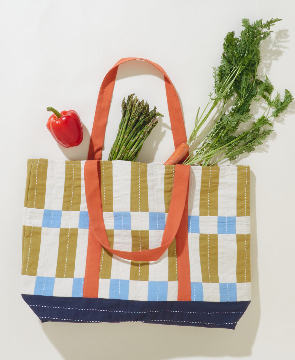 Tile Canvas Tote Bag - Bone