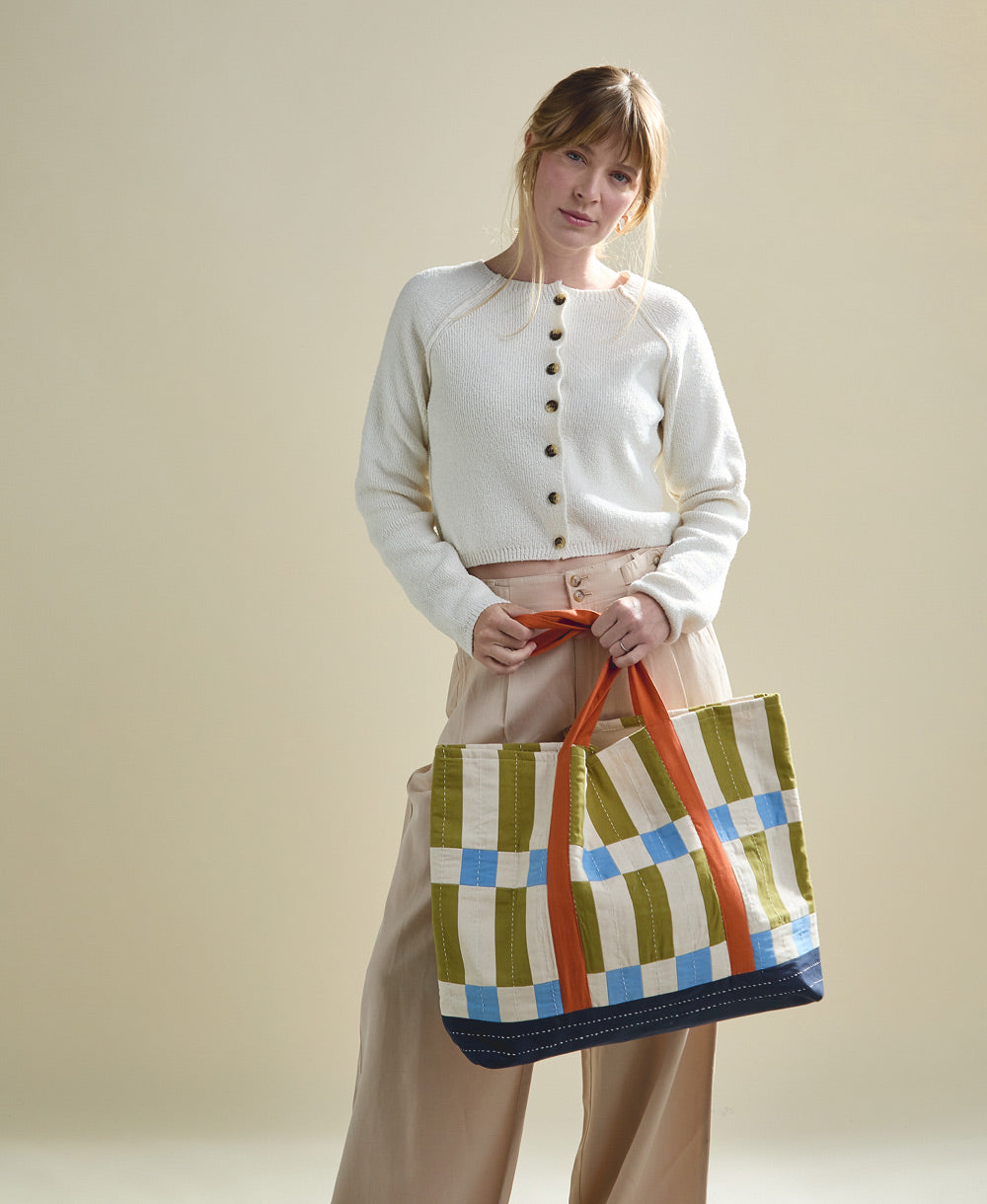 Tile Canvas Tote Bag - Bone
