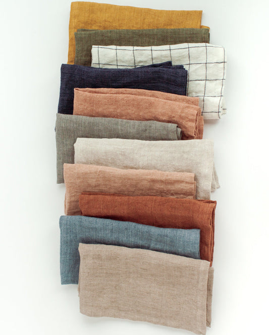 Stone Washed Linen Hemmed Dinner Napkins
