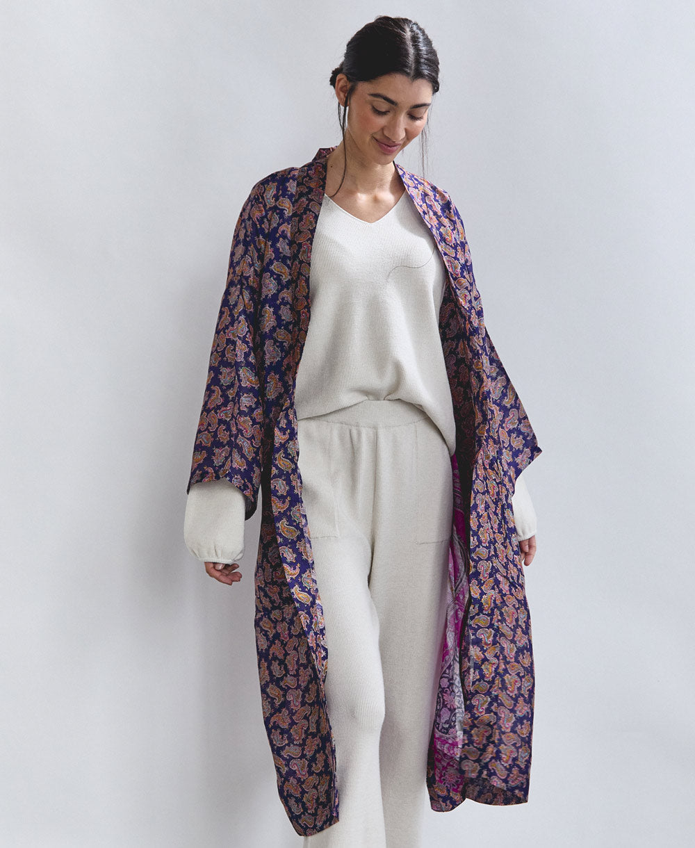 Vintage Silk Robe -L- No. 240817
