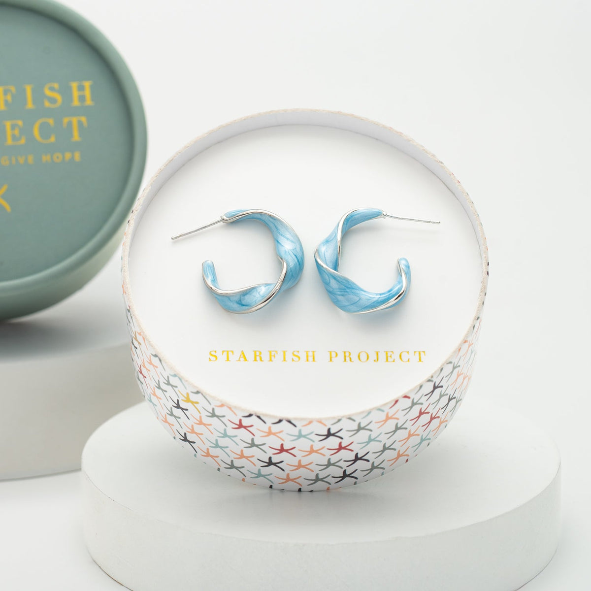 With a Twist Hoops in Sky Blue