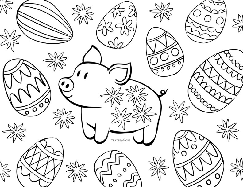 FREE Clarita the Pig Easter Coloring Page