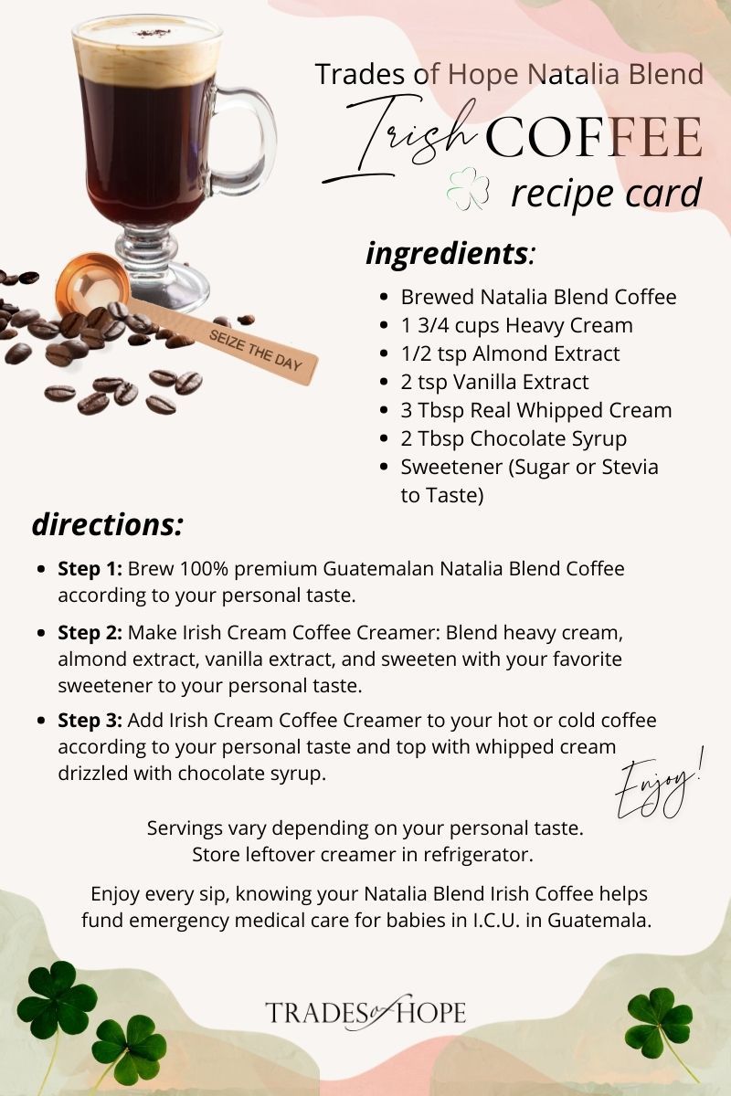 Natalia Blend Irish Coffee Recipe Card - Free Download