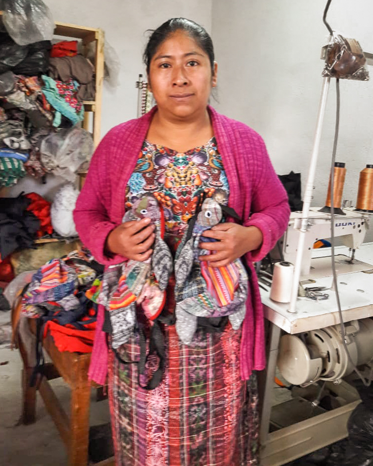 Clara, Artisan in Guatemala in her home based workshop