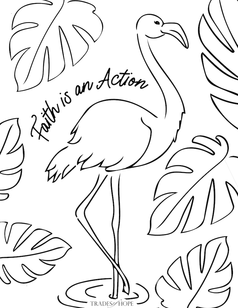 Faith the Flamingo FREE Coloring Page - Faith is an Action