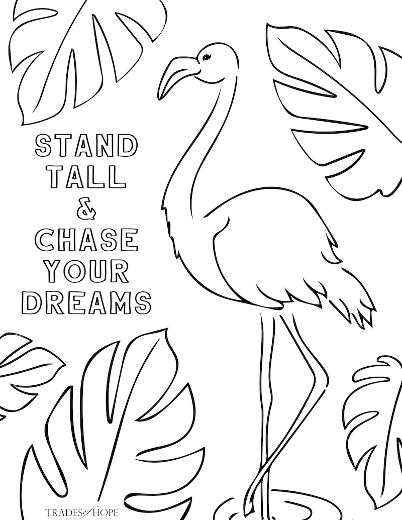 Faith the Flamingo FREE Coloring Page - Stand Tall and Chase Your Dreams