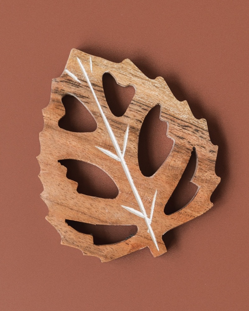 Aspen Leaf Coaster from India - Ethically Made from Sustainable Acacia Wood