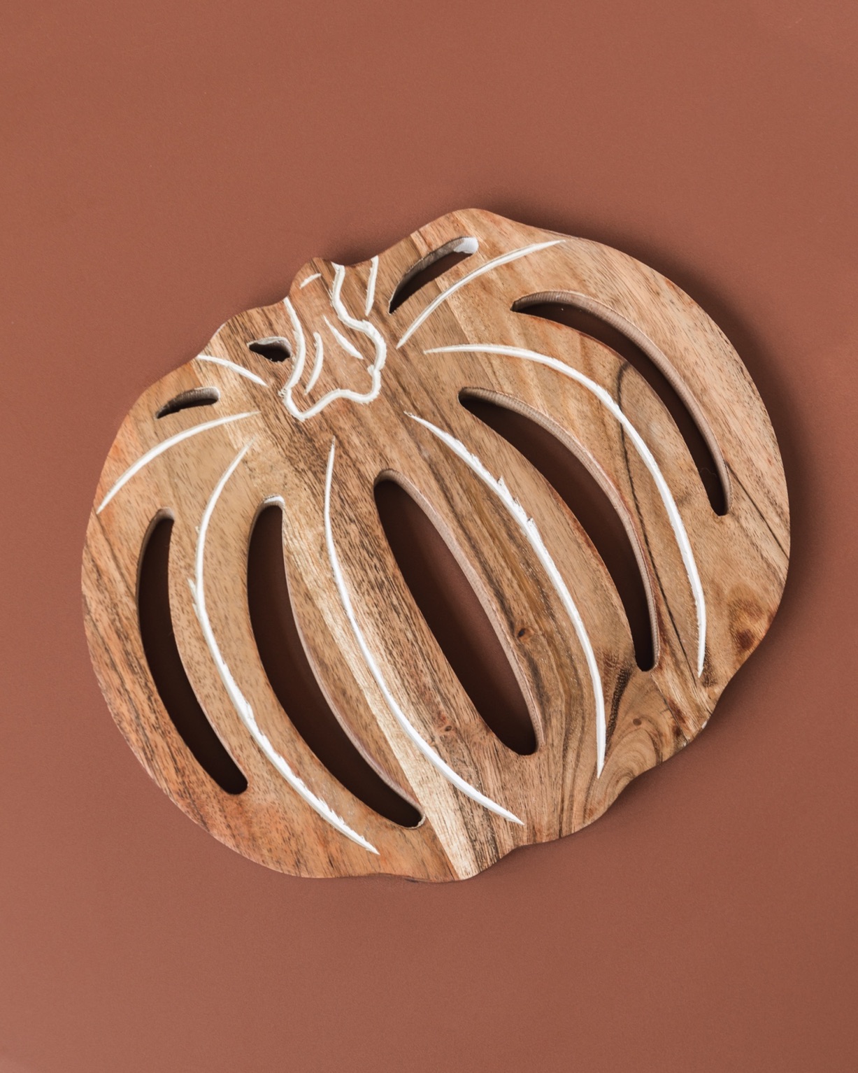Pumpkin Trivet from India - Ethically Made from Sustainable Acacia Wood