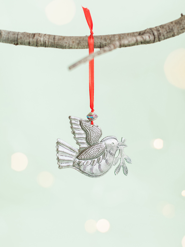 Dove Ornament from Haiti - Made from Upcycled Steel Oil Drums